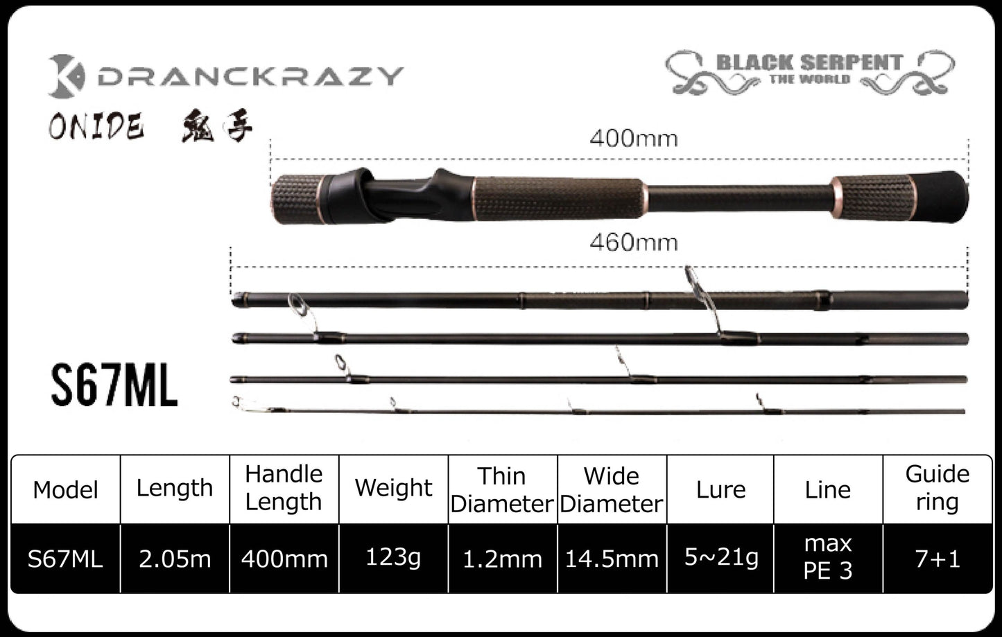 DK Black Serpent The World (Onide) fishing rod